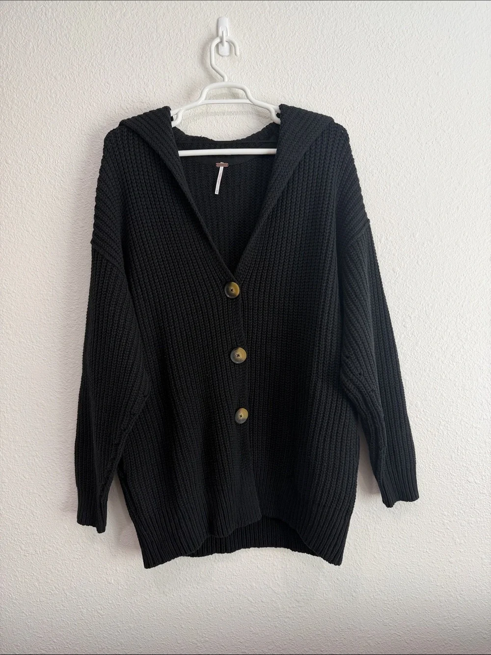 Free People Black Women's Swim Too Deep Long Sleeve Cardi Sweater